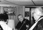 Curly Ray Cline, James King and George Shuffler 'in the basement' 1987.